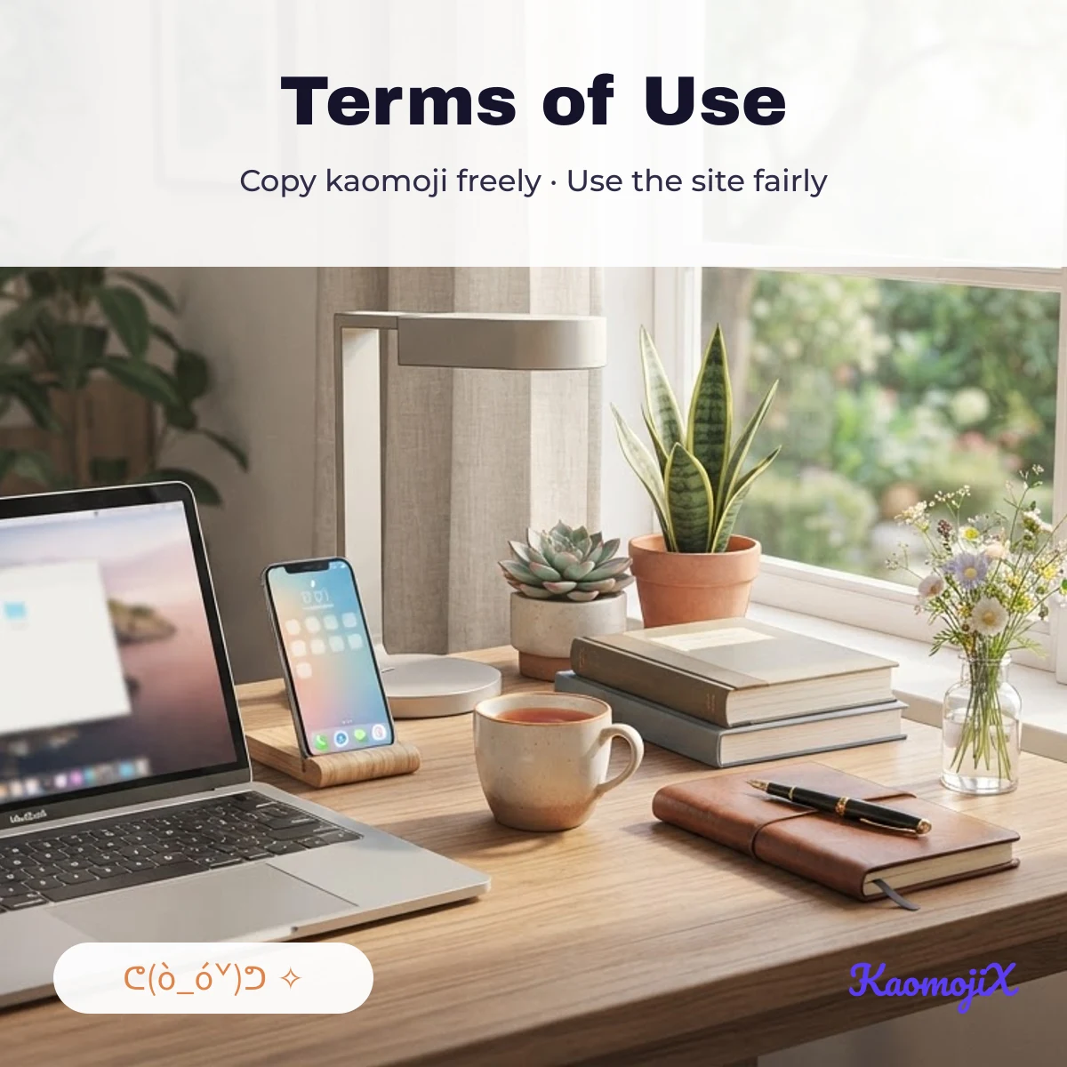 KaomojiX terms of use: copy kaomoji freely